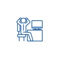 Anxious businessman in office line icon concept. Anxious businessman in office flat vector symbol, sign, outline