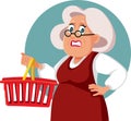 Stressed Customer Having an Empty Shopping Basket During Inflation Vector Illustration