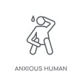 anxious human linear icon. Modern outline anxious human logo con