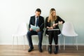 Anxious professional woman and man applying for a job Royalty Free Stock Photo