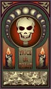 Art nouveau halloween wallpaper, full moon skull