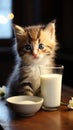 For any question, the answer is simple an adorable tabby kitten enjoying milk