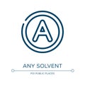 Any solvent icon. Linear vector illustration from laundry instructions collection. Outline any solvent icon vector. Thin line