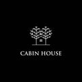 House Cabin Tree Forest Line Real Estate Logo Design Vector Royalty Free Stock Photo