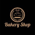 Retro Vintage Bread Bakery Shop Stamp Label Logo Design Vector