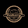 Retro Vintage Bread Bakery Shop Stamp Label Logo Design Vector