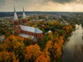 Anyksciai, Lithuania: neo-gothic roman catholic church in the autumn Royalty Free Stock Photo