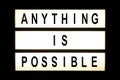 Anything is possible hanging light box Royalty Free Stock Photo