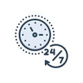 Color illustration icon for Anytime, clock and hours Royalty Free Stock Photo