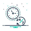 Mix icon for Anytime, clock and hours Royalty Free Stock Photo