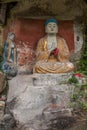 Anyue County, Sichuan Province in the Northern Song Dynasty Peacock cave temple created three Buddha Cave, Cave Buddha Guanyin