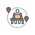 Color illustration icon for Anywhere, somewhere and anyplace Royalty Free Stock Photo