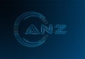 ANZ low poly letter logo vector design. Royalty Free Stock Photo