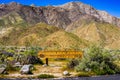 Anza-Borrego Desert State Park Visitor Center sign surrounded by wildflowers during a spring superbloom, south California Royalty Free Stock Photo