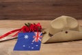 Anzac army slouch hat with Australian Flag