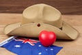 Anzac army slouch hat with Australian Flag