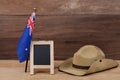 Anzac army slouch hat with Australian Flag