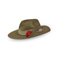 Anzac australian army slouch hat with red poppy isolated. Design elements for Anzac Day or Remembrance Armistice Day in