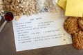 Anzac Biscuits  Vintage Recipe Ingredients and Cooked Biscuits Royalty Free Stock Photo