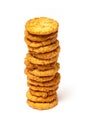 Anzac biscuits on a white background.