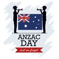 Anzac day background with soldiers blowing trumpet