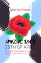 Anzac Day Lest We Forget banner. Remembrance service poster.