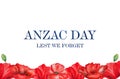 ANZAC Day. Lest We Forget. Beautiful greeting card Royalty Free Stock Photo