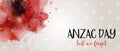 Anzac Day. Lest we forget. Horizontal banner