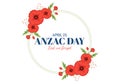 Anzac Day of Lest We Forget Illustration with Remembrance Soldier Paying Respect and Red Poppy Flower in Flat Hand Drawn Royalty Free Stock Photo