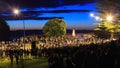 Anzac Day 2018, Mount Maunganui, NZ. Crowd at the cenotaph for dawn parade Royalty Free Stock Photo