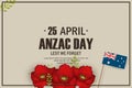 Anzac Day poppies memorial anniversary holiday in Australia, New Zealand war veterans memory. Anzac Day 25 April Royalty Free Stock Photo