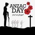 Anzac day poster with soldier standing guard