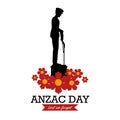 Anzac day poster with soldier standing guard
