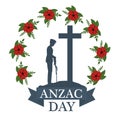 Anzac day poster with soldier standing guard