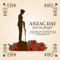 Anzac day poster with soldier standing guard