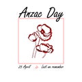 Anzac day 25th of April remembrance on pink and red background