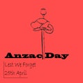 Anzac day 25th of April remembrance on red background