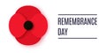 Anzac Day vector banner. Paper cut Red Poppy flower - a symbol of International Day of Remembrance. Royalty Free Stock Photo