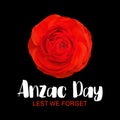 Anzac Day vector card. Lest We forget message. Memorial add. Fashion typography print