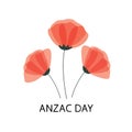 Anzac Day vector poster. Lest We forget. Paper cut Red Poppy flower - a symbol of International Day of Remembrance