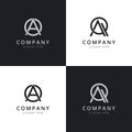 AO AQ letter initial logo templates