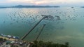 Ao Chalong pier Aerial view drone shot image in Phuket Thailand