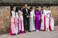 Hanoi, Vietnam, Vietnamese youth in national costumes.