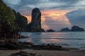 Ao Nang Beach Lime Stone Formations during Sunset, Krabi, Thailand