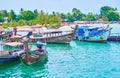 Old fishing boats in Ao Nammao Pier, Krabi resort, Thailand Royalty Free Stock Photo