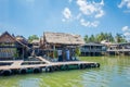 AO NANG, THAILAND - FEBRUARY 19, 2018: Beautiful outdoor view of traditional Thai seafood restaurant on stilts over the