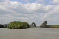 AO NANG, THAILAND, FEBRUARY 10, 2015 : Tourists enjoying the beautiful and wide Railay West beach surrounded by awesome cliffs in Royalty Free Stock Photo