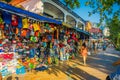 AO NANG, THAILAND - MARCH 19, 2018: Outdoor view of local shops market at Ao Nang beach, is one of famous spot for