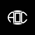 AOC abstract monogram circle logo design on black background. AOC Unique creative initials letter logo..AOC abstract monogram Royalty Free Stock Photo