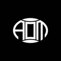 AOM abstract monogram circle logo design on black background. AOM Unique creative initials letter logo Royalty Free Stock Photo